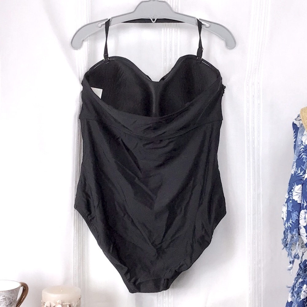 🖤 KONA SOL Black Ruffle Crochet Ruched Sides High Back Sz.XL - Picture 3 of 8